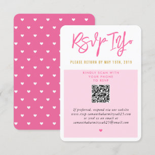 RSVP EN LÍNEA corazones rosados blancos qr gold