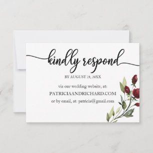 RSVP en línea para boda floral borgoña