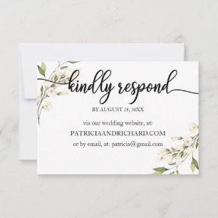 RSVP en línea para bodas floral crema blanco
