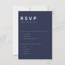 RSVP en mayúsculas editoriales azul medianoche mod