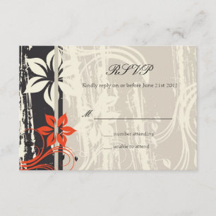 RSVP en negro de la boda de Swirl Rojo