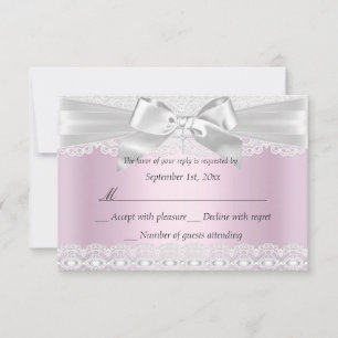 Rsvp Encaje Rosa Bonito Cruz Bautizo 3x5