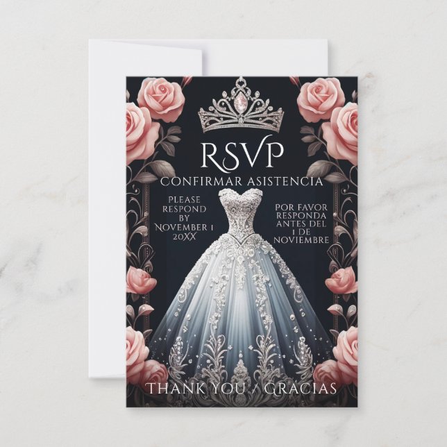 RSVP Española Quinceañera Rosas (Anverso)