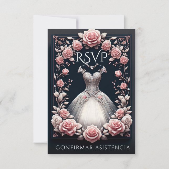 RSVP Española Quinceañera Rosas (Anverso)