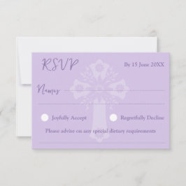 RSVP Estilo de tarjeta 1 Baptismo de cruz floral L