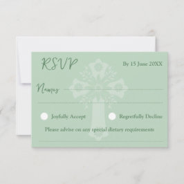 RSVP Estilo de tarjeta 2 Baptismo de cruz floral V