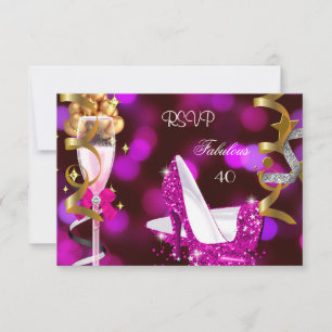 RSVP Fabuloso 40 Burbujas Rosa Caliente Dorado