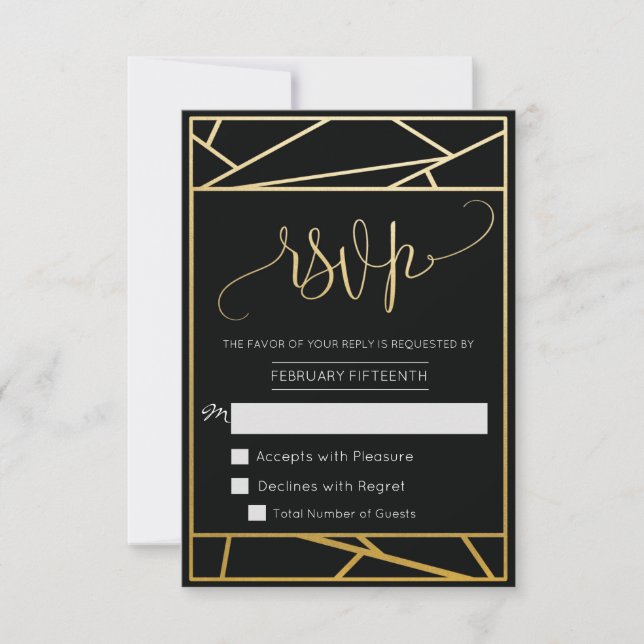 RSVP Faux Oro Geométrico Moderno (Anverso)