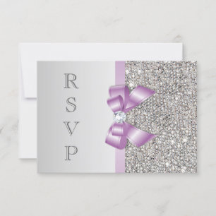RSVP Faux Plata Lentejuelas Lazo Lila