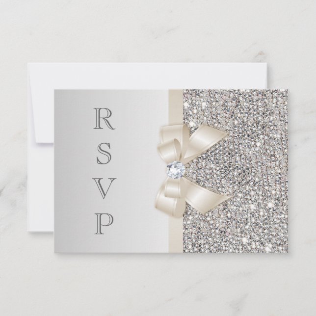 RSVP Faux Plata Purpurina Claro Lazo Champán (Anverso)