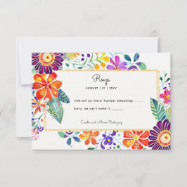 RSVP FIESTA con código QR Flores Folkart
