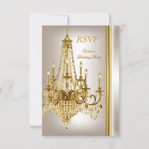 RSVP Fiesta de Cumpleaños Candilero Dorado Blanco 