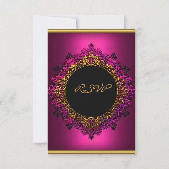 RSVP Fiesta de Cumpleaños Elegante Rosa Oscuro Neg (Anverso)