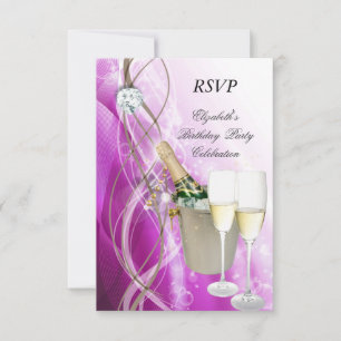 RSVP Fiesta de Cumpleaños Elegante Rosa Púrpura Pl