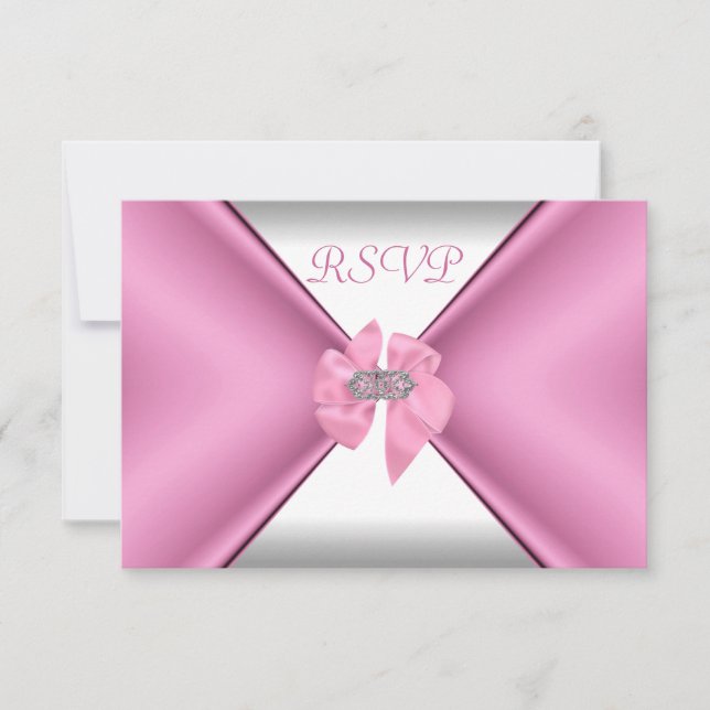 RSVP Fiesta de Cumpleaños Lazo Rosa Bonito (Anverso)