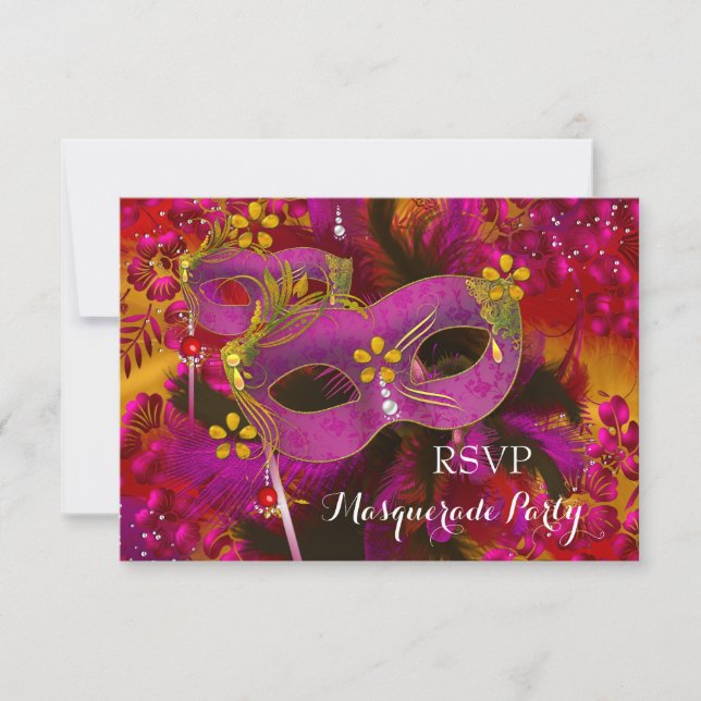 RSVP Fiesta de mascarada de máscara de oro rosado (Anverso)