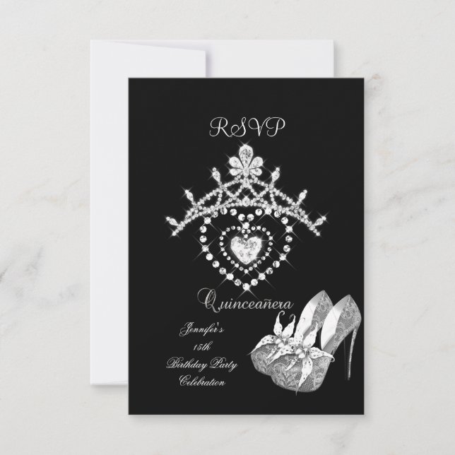 RSVP Fiesta de Quinceanera blanco negro zapatillas (Anverso)