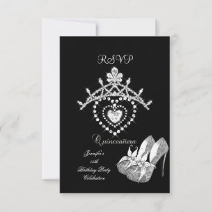 RSVP Fiesta de Quinceanera blanco negro zapatillas