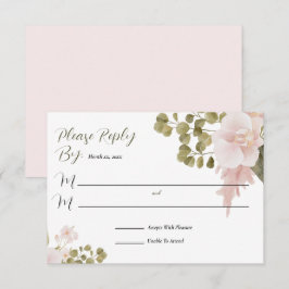 RSVP floral de color de agua rosa elegante de Rubo
