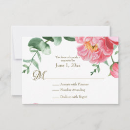 RSVP Floral de color de agua rosa y blanca