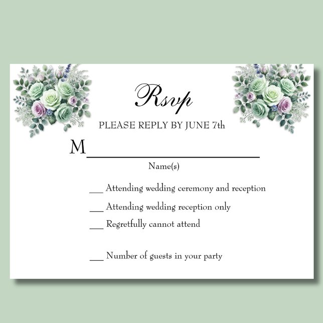 RSVP floral de Lavender verde de MInt (Subido por el creador)