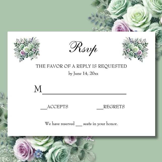 RSVP floral de Lavender verde de MInt (Subido por el creador)