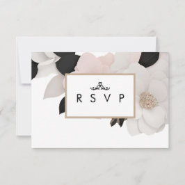 RSVP floral de lujo vintage con opciones de comida