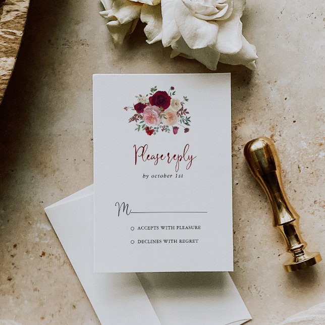 RSVP floral de Rubor rosa de Borgoña (Subido por el creador)