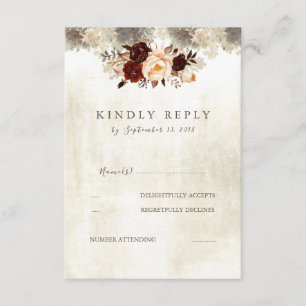 RSVP floral de un Boda ruso de Borgoña