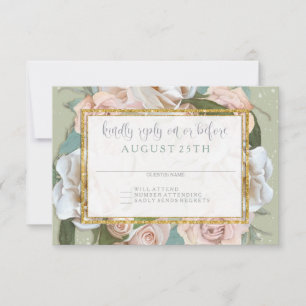RSVP Floral francesa Wreath Rubor rosa Roses Gold