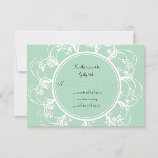 RSVP floral fresca en verde menta (Anverso)