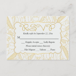 RSVP Floral Gold & White Leaves & Flores - Menú