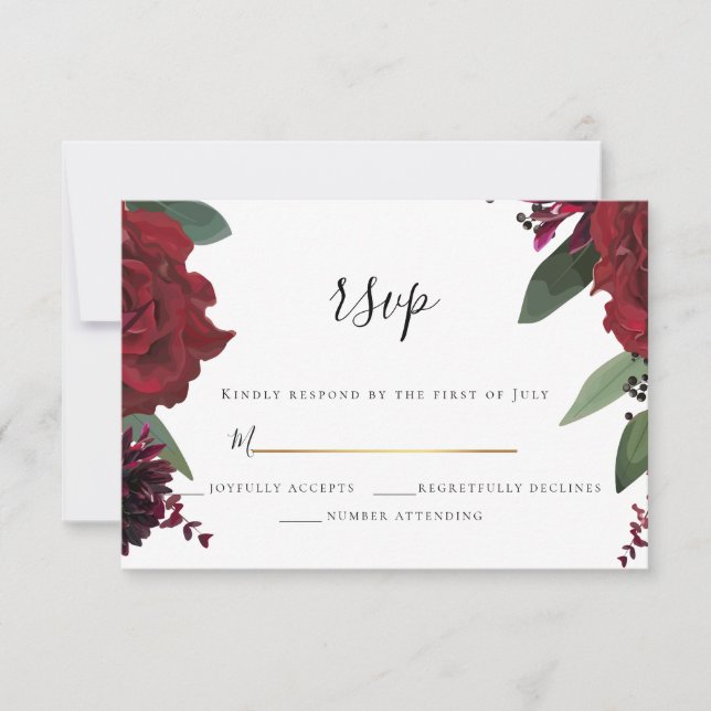 RSVP  |  Floral Marsala Burgundy Rica y Elegante (Anverso)