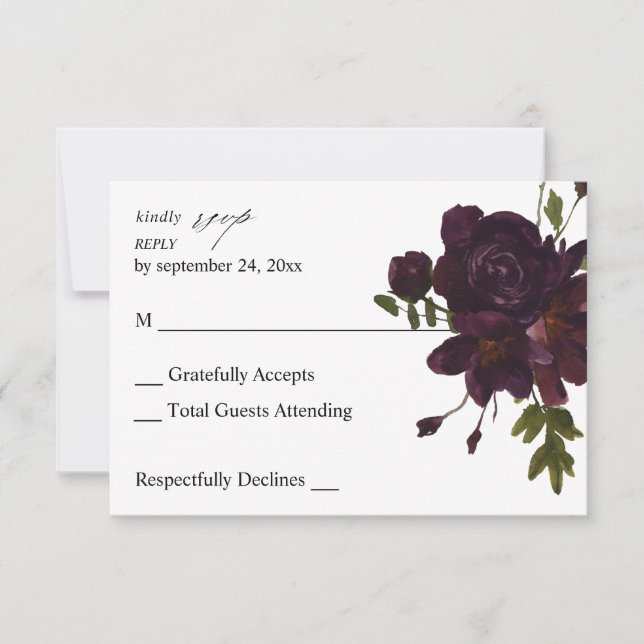 RSVP Floral Púrpura de Halloween sin comida (Anverso)
