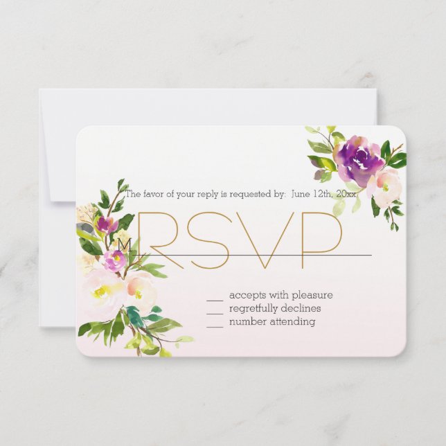 RSVP floral rosa de Borgoña (Anverso)