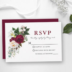 RSVP Floral Verde Burgundy Acuarela