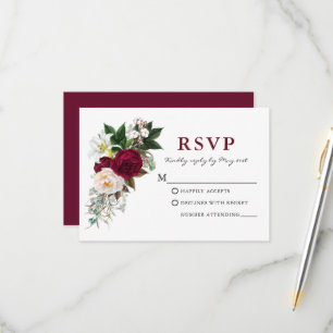 RSVP Floral Verde Burgundy Acuarela