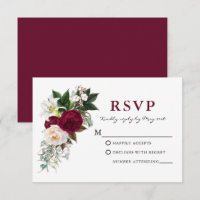 RSVP Floral Verde Burgundy Acuarela