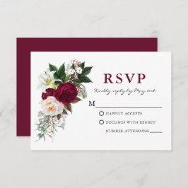 RSVP Floral Verde Burgundy Acuarela