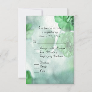 RSVP floral verde con opciones de plato principal