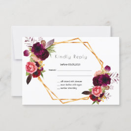 RSVP flores de boda de oro rosa blanco burdeos