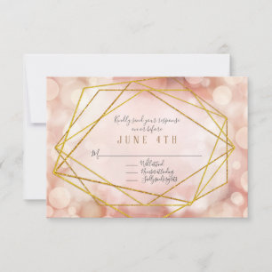 RSVP Geométrica Poligon Bokeh Twinkling Luces rosa