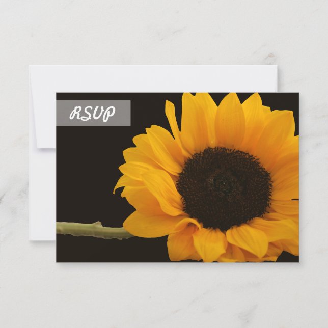 RSVP Girasol Foto en Tarjetas Negras (Anverso)