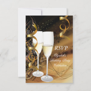 RSVP Gold Black Fiesta de Cumpleaños Champán