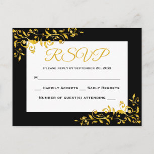 RSVP Gold & Black Floral Swirl Response - Sin menú