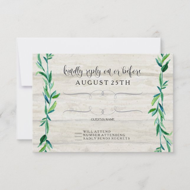 RSVP Gray Wood Laurel Leaf Typografía moderna (Anverso)