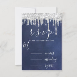 RSVP Gris Gris Plateado Acuático Goteo Boda Azul M