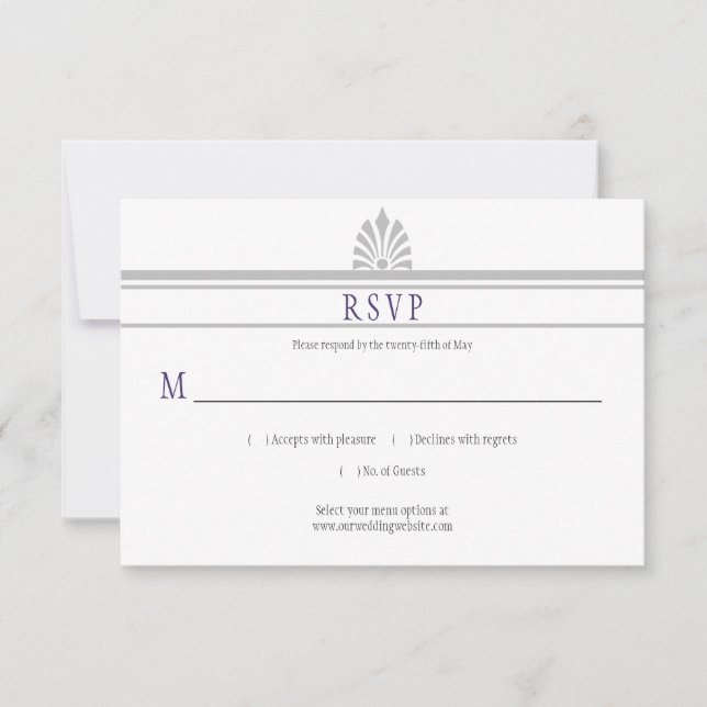 RSVP gris y púrpura con palo de palo Art Deco | (Anverso)
