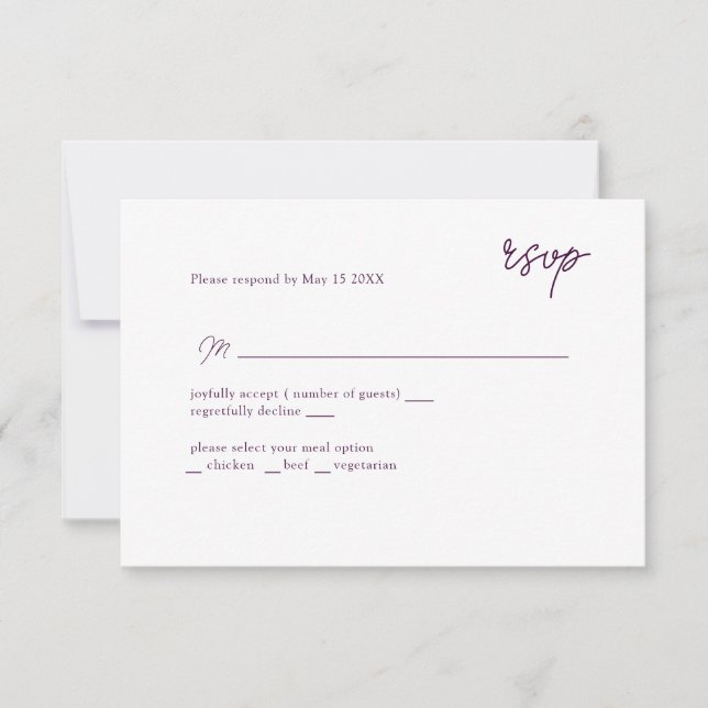 RSVP guionada por MInimally púrpura (Anverso)