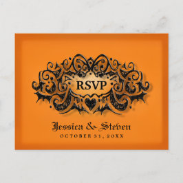 RSVP Halloween negrita Naranja MENU negro postal